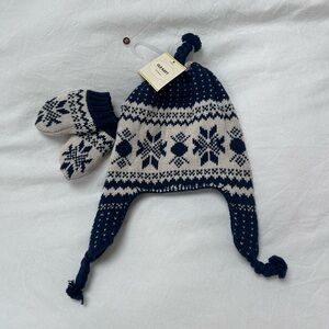 NWT 100% Cotton Baby Hat and Mittens Set 0-3 Months
